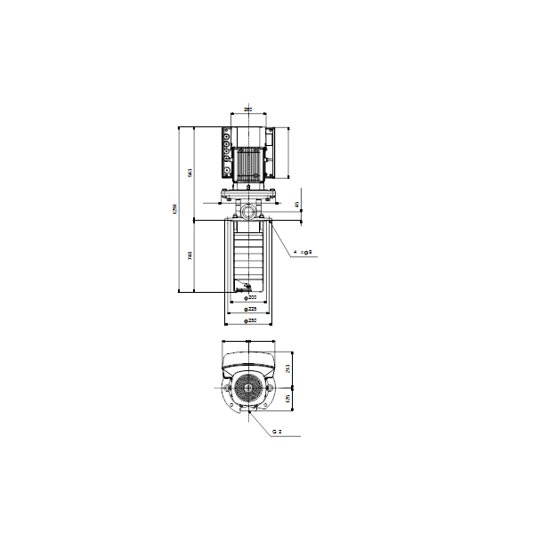 Полупогружной насос Grundfos MTRE 10-22/22 A-W-A-HUUV артикул 96520407 – габаритный чертеж